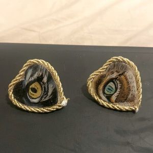 Hand painted cat eye stud earrings.